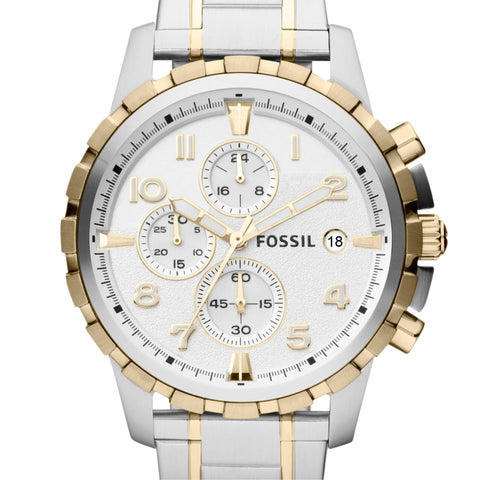 Fossil Men's Dean Quartz Stainless Steel Chronograph Watch, Color: Gold/Silver (Model: FS4795IE) Fossil