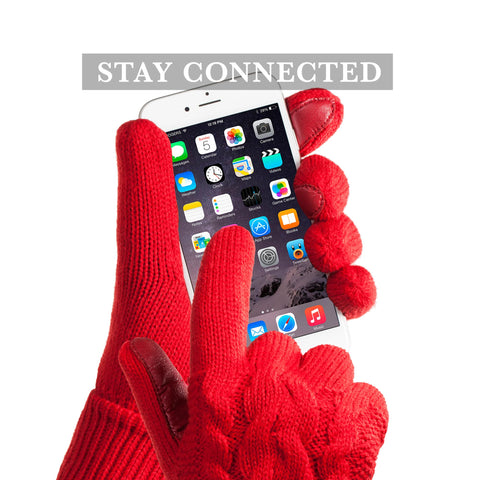 isotoner Women's Cable Knit Gloves with Touchscreen Palm Patches, Black, One Size isotoner