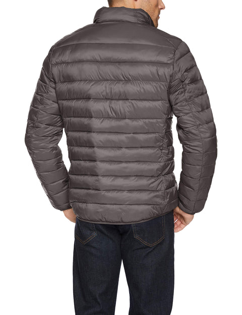 Amazon Essentials Men's Packable Lightweight Water-Resistant Puffer Jacket (Available in Big & Tall), Grey, 4X-Large Big