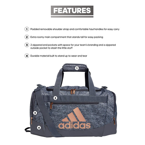 adidas Unisex Defender 4 Small Duffel Bag, Jersey Onix Grey/Rose Gold/Onix Grey, One Size adidas