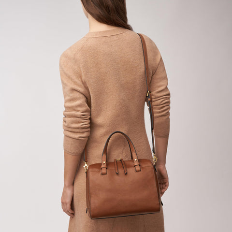 Fossil Women's Rachel Leather Satchel Purse Handbag, Brown (Model: ZB7256200) Fossil