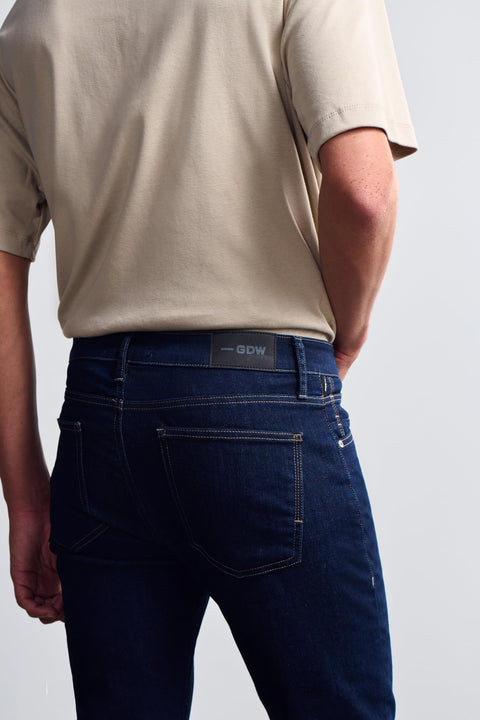 General Denim Works Ride Men's Regular Rise Slim Leg Jeans, Rinse Brushed Denim, 32x30