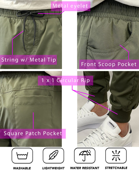 Southpole Men's Tech Woven Basic Jogger Pant for Men Lightweight Trackpant (Olive, Medium)