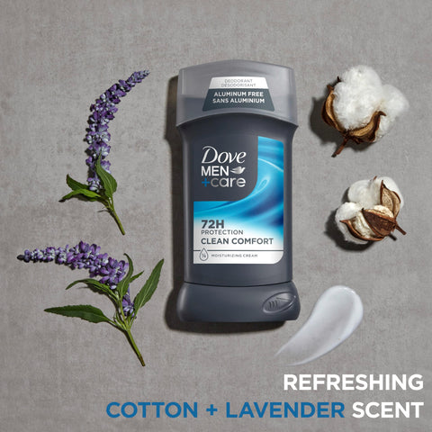 Dove Men+Care Deodorant Stick for Men Clean Comfort Pack of 2 Aluminum Free 72-Hour Odor Protection Mens Deodorant with 1/4 Moisturizing Cream 3 oz DOVE MEN + CARE