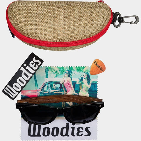 Woodies Walnut Wood Sunglasses with Black Polarized Lenses for Men and Women | 100% UVA/UVB Ray Protection