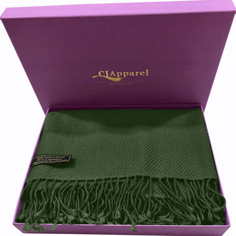 CJ Apparel Olive Green 100% Cashmere Shawl Pashmina Scarf Wrap Stole Head Wrap Hand Made in Nepal New