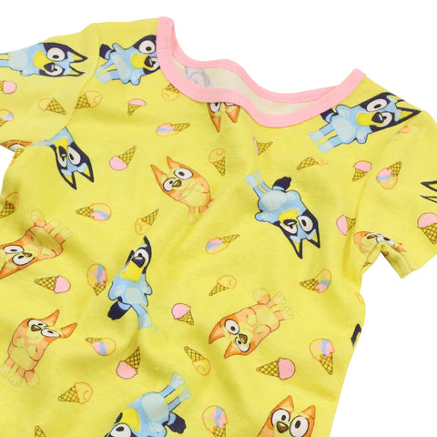 Bluey unisex-child 4-Piece Snug-fit Cotton Pajama Set, Soft & Cute for Kids, HAPPY DAY, 3T