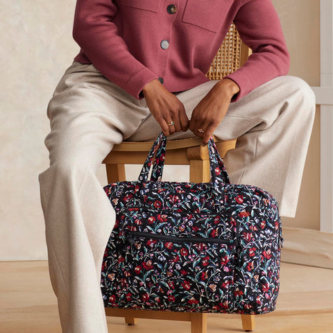 Vera Bradley Women's Cotton Weekender Travel Bag, Perennials Noir, One Size Vera Bradley