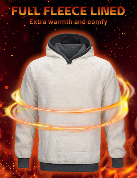 MAGCOMSEN Men's Fashion Hoodies Sweatshirts Heavy Sherpa Hoodies Pullover Winter Thermal Hooded Sweatshirt Work Warm Hoodie Dark Grey