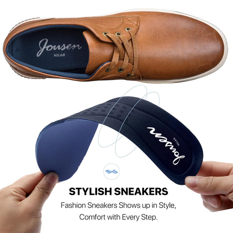 Jousen Men's Casual Shoes Memory Foam Mens Fashion Sneakers Business Dress Sneaker (A81Q06 Brown 10.5)