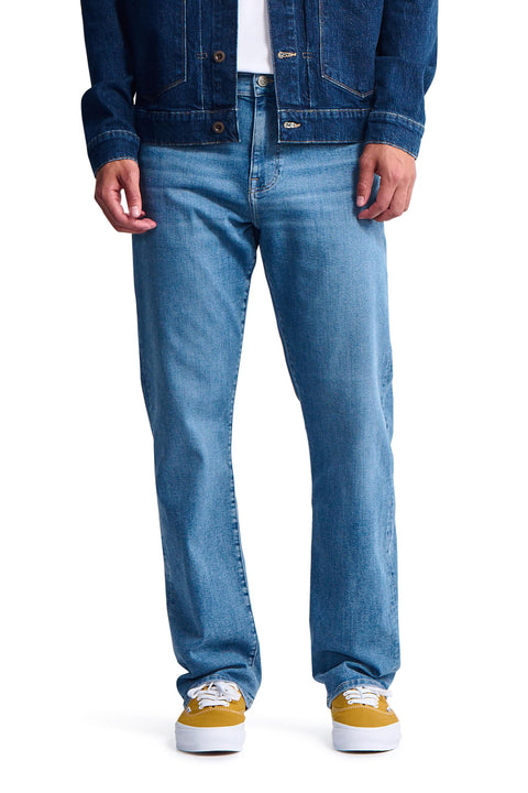 General Denim Works Roam Men's Mid Rise Relaxed Straight Leg Jeans, Mid Denim, 34x30