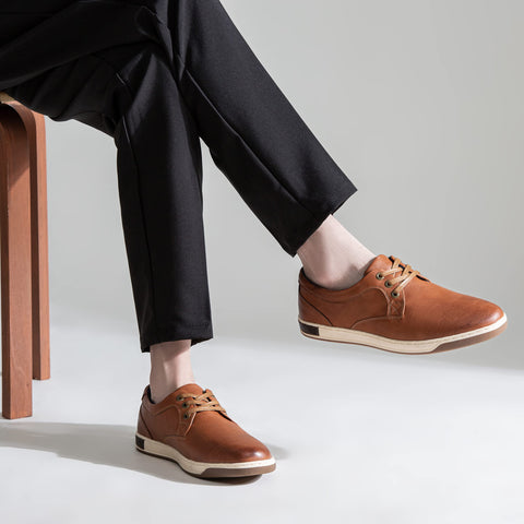 Jousen Men's Casual Shoes Memory Foam Mens Fashion Sneakers Business Dress Sneaker (A81Q06 Brown 10.5)
