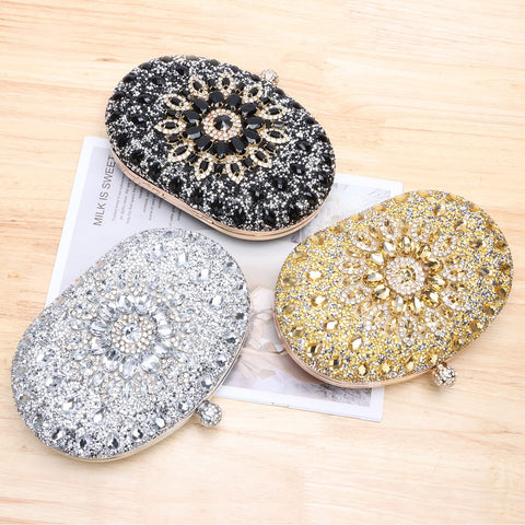 LUI SUI Women Rhinestone Evening Clutch Purse Bag Bling Glitter Sparkly Diamond Tote Bag Crystal Wedding Party Bag LUI SUI