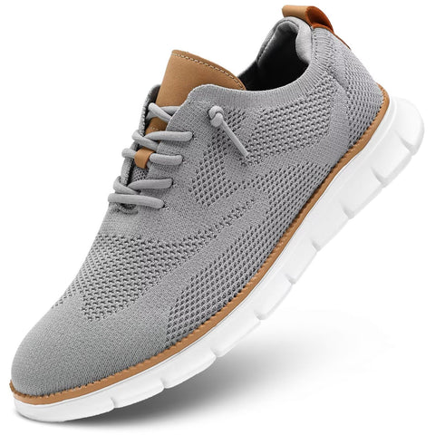 Men's Casual Dress Shoes Fashion Mesh Oxfords Business Walking Work Sneakers Comfortable Lightweight Soft Sole Grey