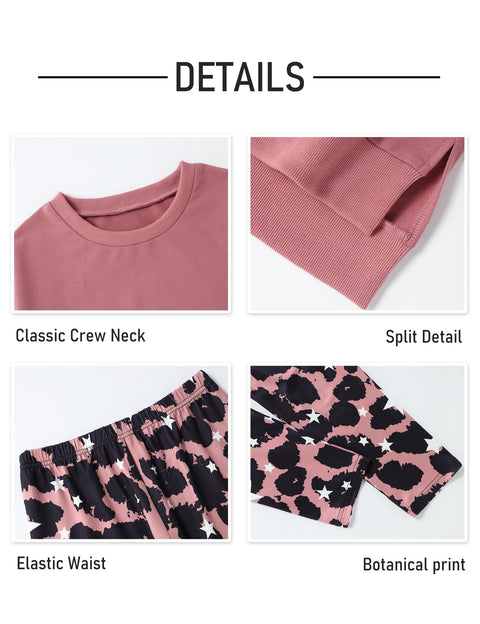 FoWear Girl Clothes Sweatshirt Pullover Sweatpants Leopard Leggings Outfit 2PC Girls Clothes Size 7