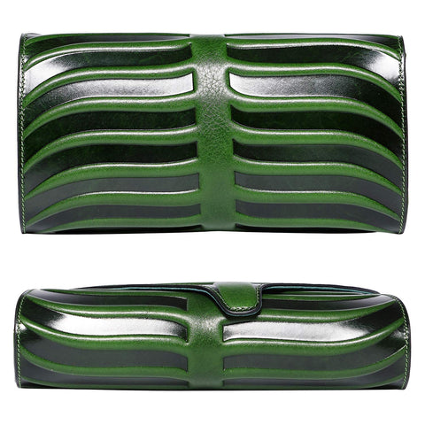 PIJUSHI Womens Designer Leaf Clutch Purse Leather Shoulder Crossbody Bag for Women (22290 Green) PIJUSHI