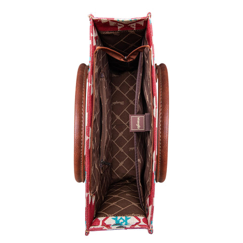 Wrangler Tote Bag for Women Aztec Top Handle Satchel Purse Boho Shoulder Handbags Western Hobo Fall Collection Gift Burgundy Red XY6 WG2203-8119DBDY Wrangler