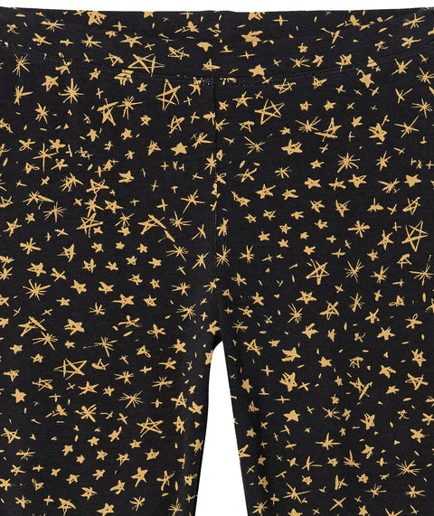 Amazon Essentials Toddler Girls' Leggings, Pack of 5, Black Stars/Grey/Orange/Peach Leaf Print/White Stripe, 3T