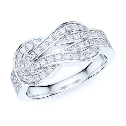 PRSTANI Sterling Silver Tie the Love Knot Full of Simulated Round Brilliant Cut Diamonds Promise Ring Wedding Band (5.5) PRSTANI