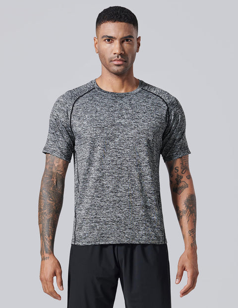 5 Pack Men’s Active Quick Dry Crew Neck T Shirts | Athletic Running Gym Workout Short Sleeve Tee Tops Bulk (Set 3, Large)