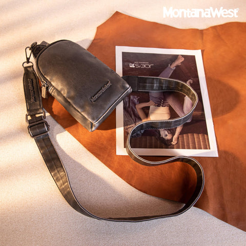 Montana West Sling Bag Crossbody for Women Small Fanny Packs Cross Body Chest Bag Soft Washed Leather for Travel Montana West