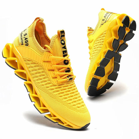 Womens Running Shoes Blade Tennis Walking Fashion Sneakers Breathable Non Slip Gym Sports Work Trainers Yellow Kundork