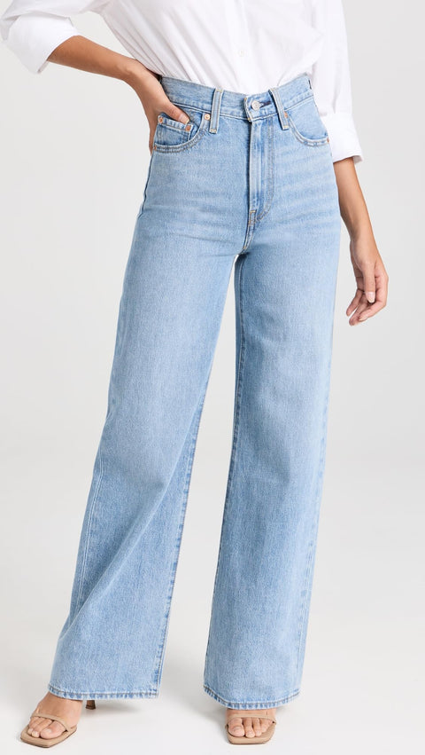Levi's Women's Ribcage Wide Leg Jeans, Far and Wide, Blue, 26