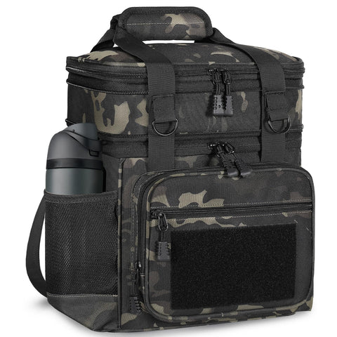 GLENKEY Double Deck Insulated Lunch Box, Expandable Large Lunch Bag Leakproof Cooler Bag Lunch Pail for Men Women Adults Work Shifts Travel Daytrip,16L,Black-Camo GLENKEY