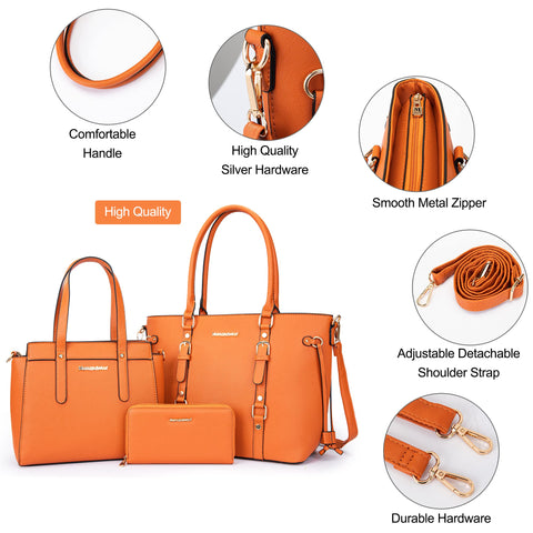 Montana West Purses and Handbags for Women Tote Purse and Wallet Set Shoulder Satchel Bag for Women 3pcs MWC3-C032WOR Montana West