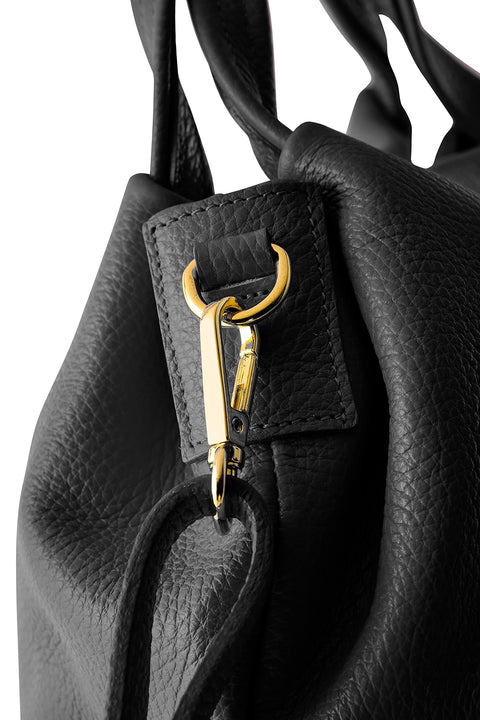Baroncelli Italian Black Leather Purse for Women Genuine Soft Leather Medium Size Shoulder Crossbody Bag Made in Italy Baroncelli