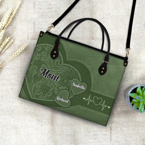 WANDER PRINTS Mothers Day Gifts - Personalized Leather Bag - Birthday, Loving Gift For Grandmother, Mother, Mom - Grandma's Little Sweethearts WANDER PRINTS