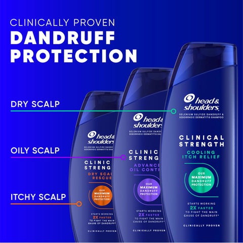 Head & Shoulders Anti-Dandruff Shampoo, Clinical Strength Dry Scalp Rescue Shampoo Twin Pack, 1% Selenium Sulfide, Seborrheic Dermatitis Relief, Dry Scalp 13.5 fl oz Each