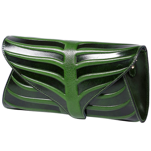 PIJUSHI Womens Designer Leaf Clutch Purse Leather Shoulder Crossbody Bag for Women (22290 Green) PIJUSHI