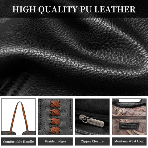 Montana West Black Tote Bag for Women Top Handle Satchel Purse Oversized Shoulder Handbag Hobo Bags Black Gift MWC-118BK Montana West