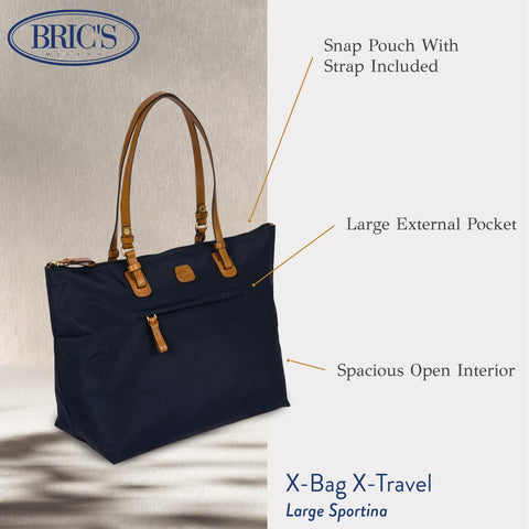 Bric's Sportina X-Bag - Large Tote Bag - 3-Way Shopper Shoulder Bag - Designer Handbag for Travel and Work, Navy Bric's