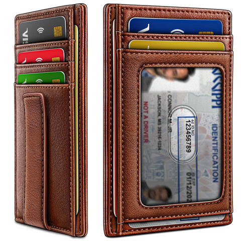 BULLIANT Men Wallet,Slim Leather Wallet Money Clip Card Hodler For Men Gift 8 Cards RFID Blocking
