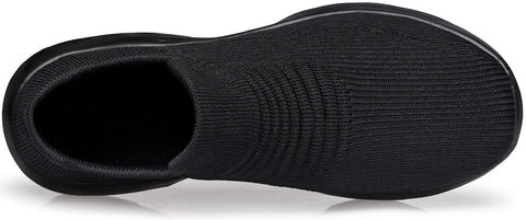 DOUSSPRT Womens Walking Sneakers Slip on Sock Shoes Mesh Air Cushion Platform Workout Tennis Loafers Fashion Casual 002 allblack US Size 8 DOUSSPRT