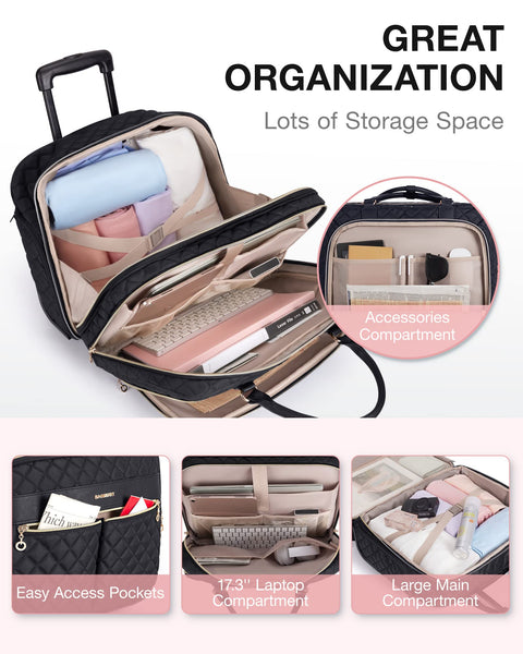 BAGSMART Rolling Laptop Bag Women, Briefcase for 17.3 Inch with Wheels Computer Case Work Travel Business BAGSMART