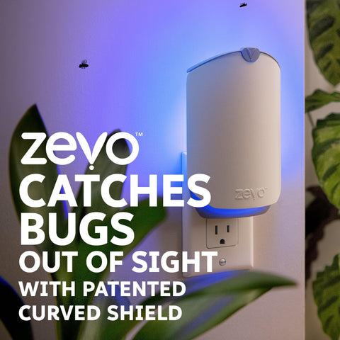 Zevo 2 Flying Insect Traps & 2 Cartridges - Plug In Fly Trap & Indoor Bug Catcher for Gnats, House & Fruit Flies - Mess-Free - Use in Any Room - Uses Blue & UV Light (2 Plug In Devices & 2 Cartridges) ZEVO