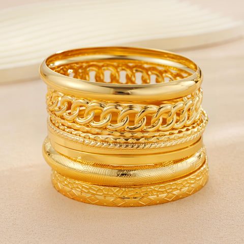 ÌF ME Gold Bangle Bracelets for Women, Indian Bangles Stackable Set, Multi Layer Textured 14K Gold Plated Chunky Bracelets Boho Jewelrys Set（A-10PCS Chunky bangle set）