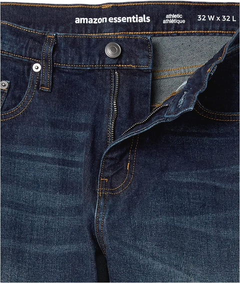 Amazon Essentials Men's Athletic-Fit Stretch Jeans - Discontinued Colors, Dark Wash, 34W x 32L