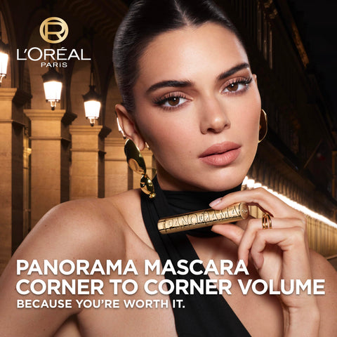 L'Oreal Paris Voluminous Panorama Mascara, Volumizing and Lengthening Mascara, Washable Longwear and Smudge Resistant Make Up, Blackest Black, 0.33 Fl Oz