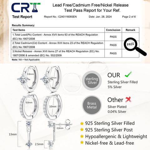 MILACOLATO 925 Sterling Silver Earrings for Women, Sterling Silver Filled Small Huggie Hoop Earrings Sets for Multiple Piercing Hypoallergenic Jewelry, CZ Cartilage Earrings Stacks Trendy Jewelry Gifts, 3 Pairs