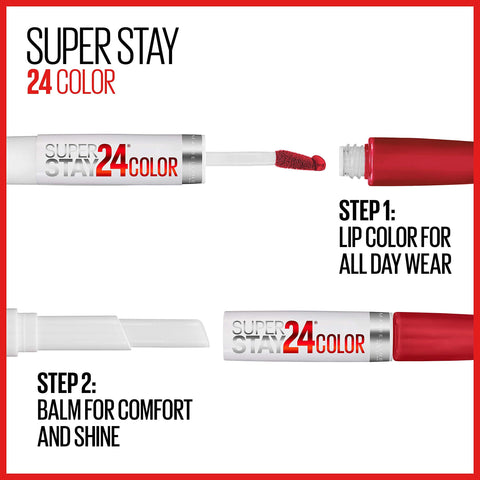 Maybelline Super Stay 24, 2-Step Liquid Lipstick Makeup, Long Lasting Highly Pigmented Color with Moisturizing Balm, Blush On, Pink, 1 Count MAYBELLINE