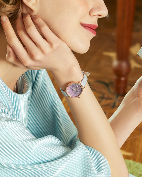 Lola Rose Women's Purple Wrist Watches: Amethyst Dial, Genuine Leather Strap, Black Onyx Crown, Sparkle Watch for Women Lola Rose