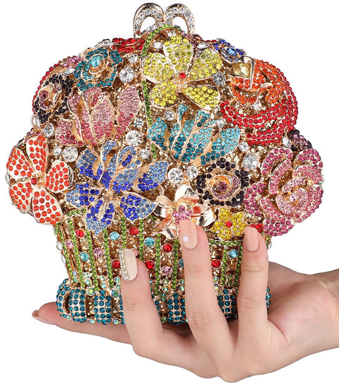 MOSSMON Flower Crystal Evening Clutch Bag Elegant Bride Wedding Party Purse for Women MOSSMON