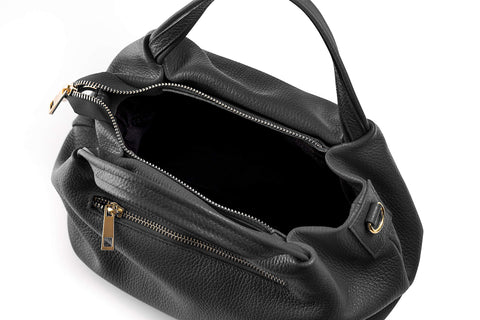 Baroncelli Italian Black Leather Purse for Women Genuine Soft Leather Medium Size Shoulder Crossbody Bag Made in Italy Baroncelli