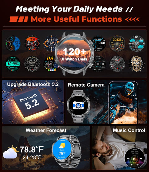 Militrary Smart Watch for Men,1.85" HD/800mAh Battery Smart Watches for Android/iOS (Bluetooth Call Answer/Calls)Fitness Tracker,Flashlight/IP68 Waterproof/100+ Sports/Sleep Tracker Smartwatch Large
