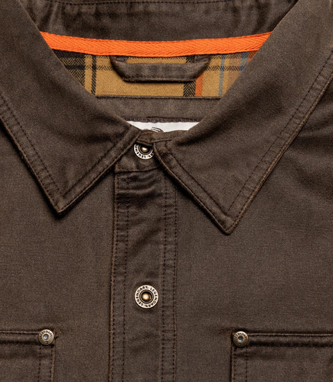 Legendary Whitetails Mens Flannel Lined Shirt Jacket Waxed Cotton Water Resistant, Tobacco, LRG