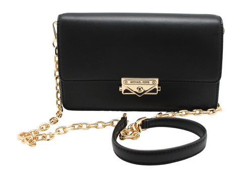 MICHAEL KORS CECE MEDIUM FLAP VEGAN LEATHER SHOULDER CROSSBODY BAG CLUTCH BLACK Michael Kors
